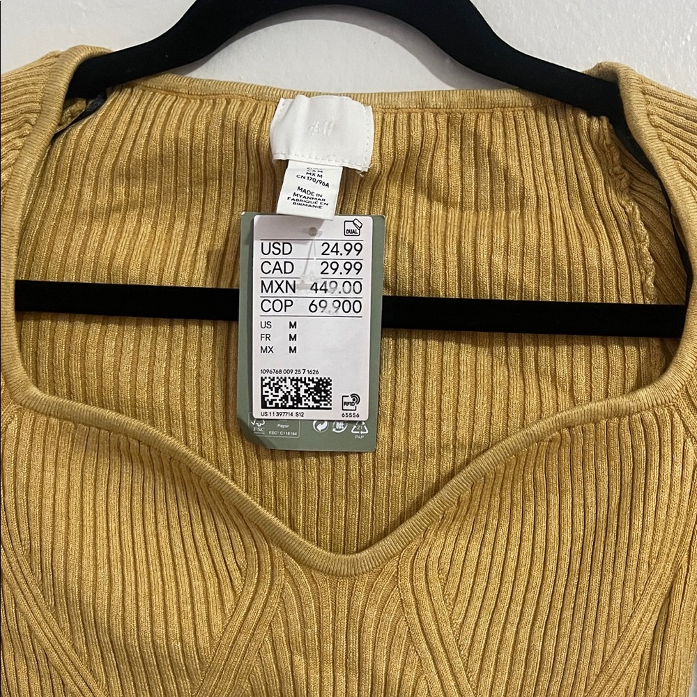 H&M Mustard Ribbed Knit Top - Picture 2 of 4
